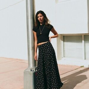 Sezane Soelle Black Polka Dot Skirt